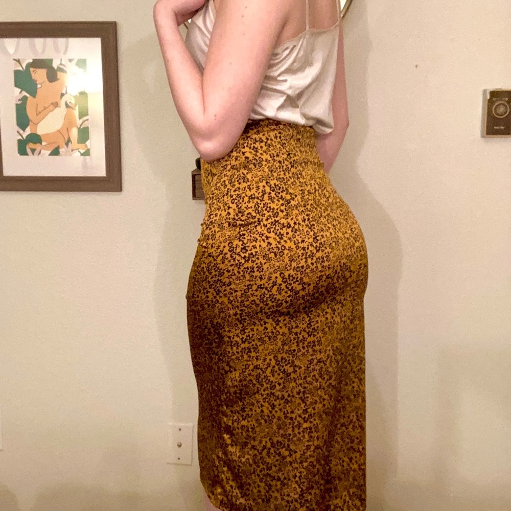 Retro Satin Midi Skirt